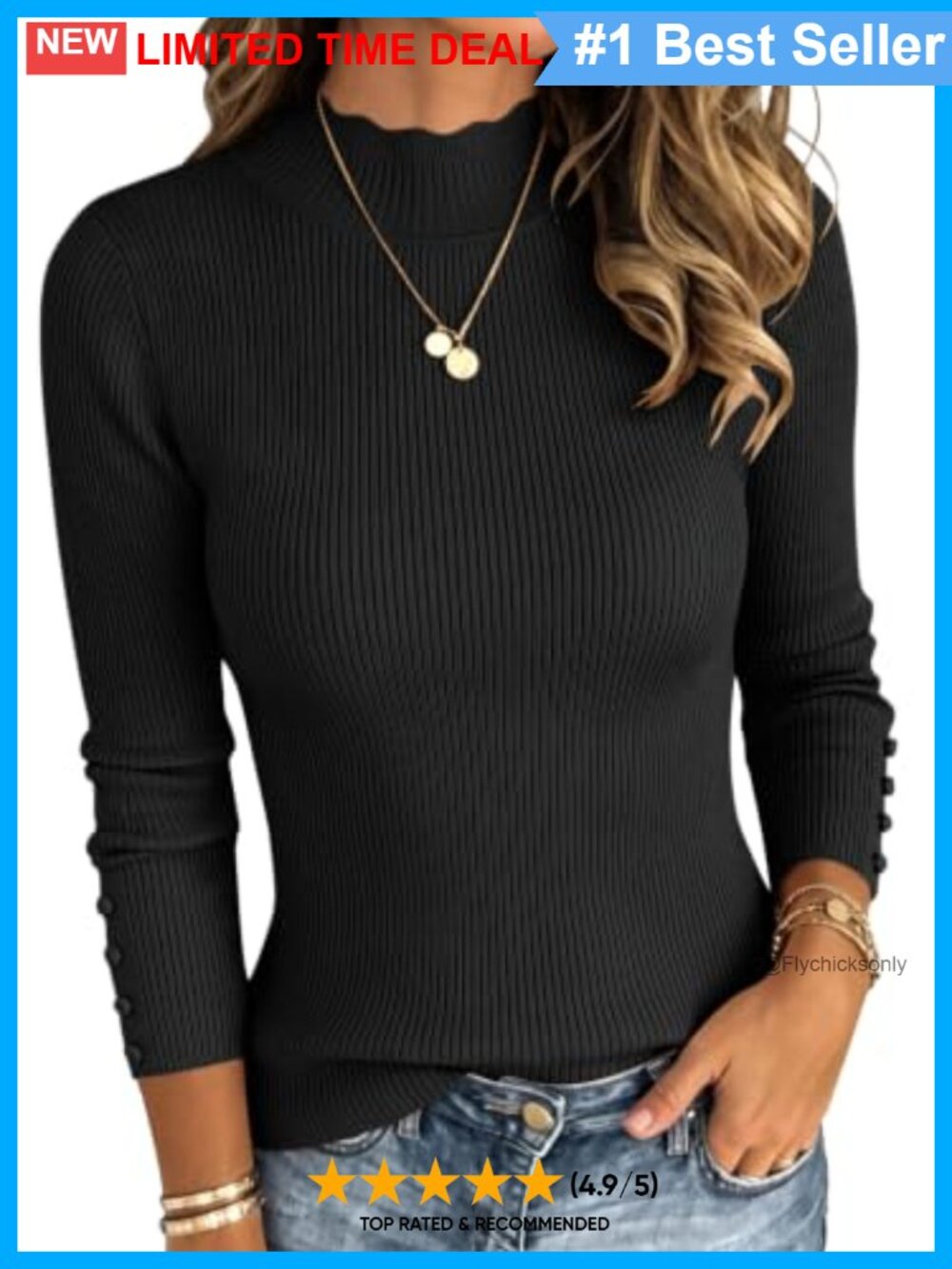 Ribbed Knit Mock Neck Slim Fit Long Sleeve Sweater